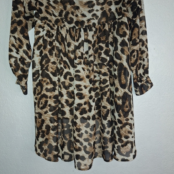 Ivy Jane Leopard Print Semi-Sheer Boho Hi Low Tunic/Dress Size XS - Picture 7 of 9
